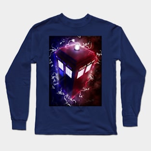 TARDIS rides the lightning Long Sleeve T-Shirt